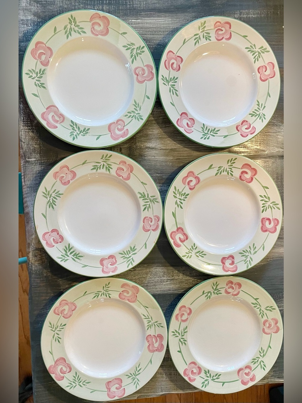Bella Ceramica “Pastis” Dinner Plates, Set of 6 | Hand-Painted Floral
